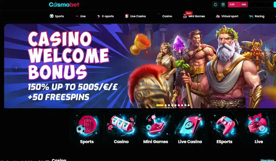 Landscape screenshot image #1 for Cosmo Bet Casino