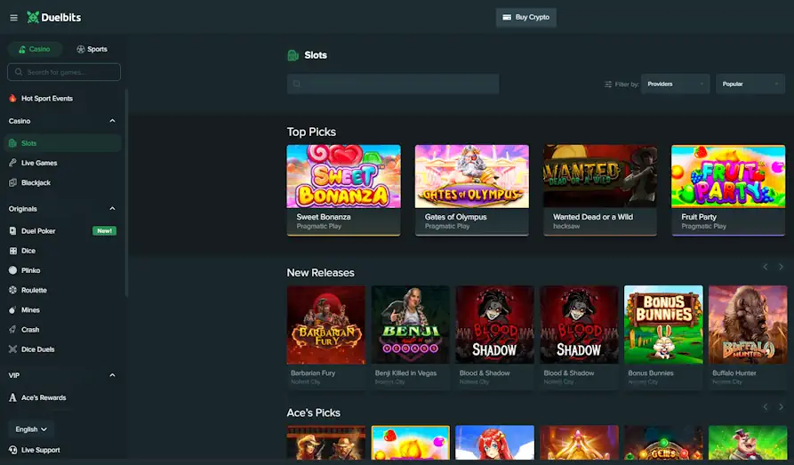 Landscape screenshot image #1 for Duelbits Casino